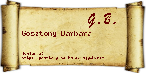 Gosztony Barbara névjegykártya